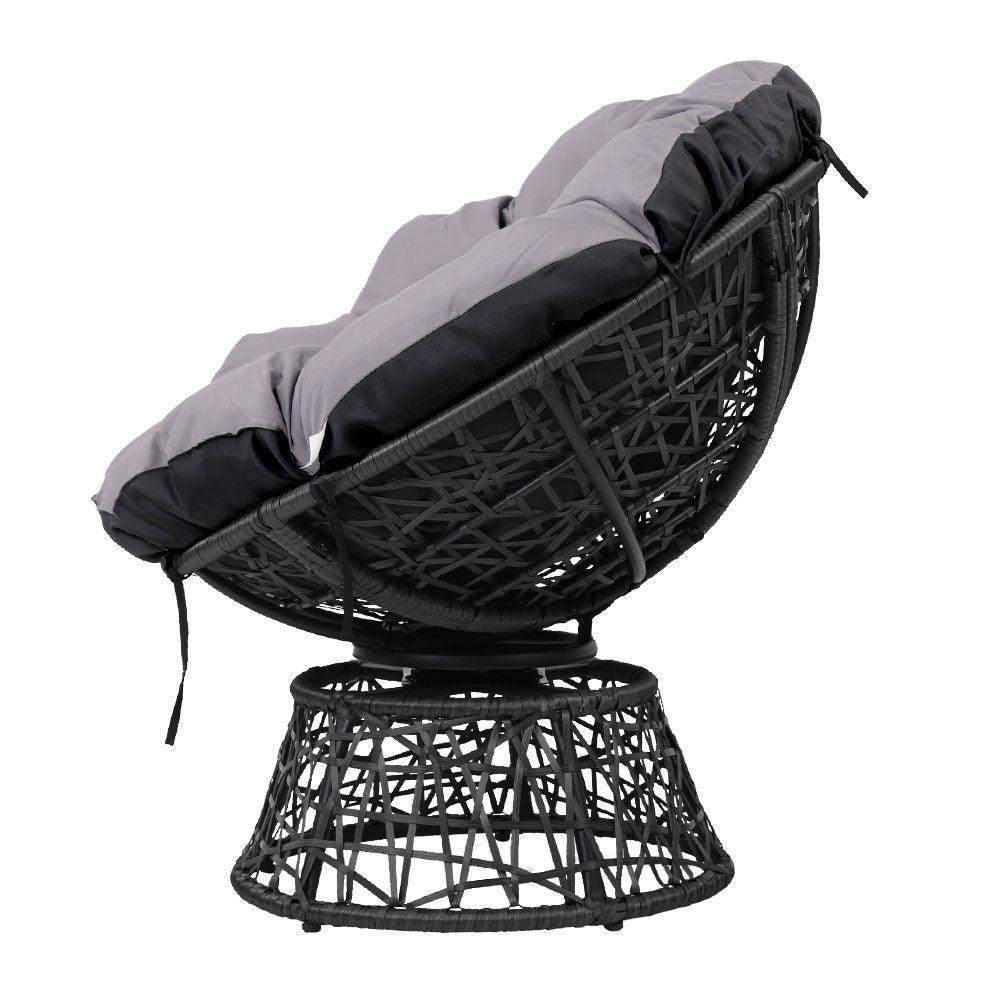 Gardeon Papasan Chair and Side Table - Black - John Cootes