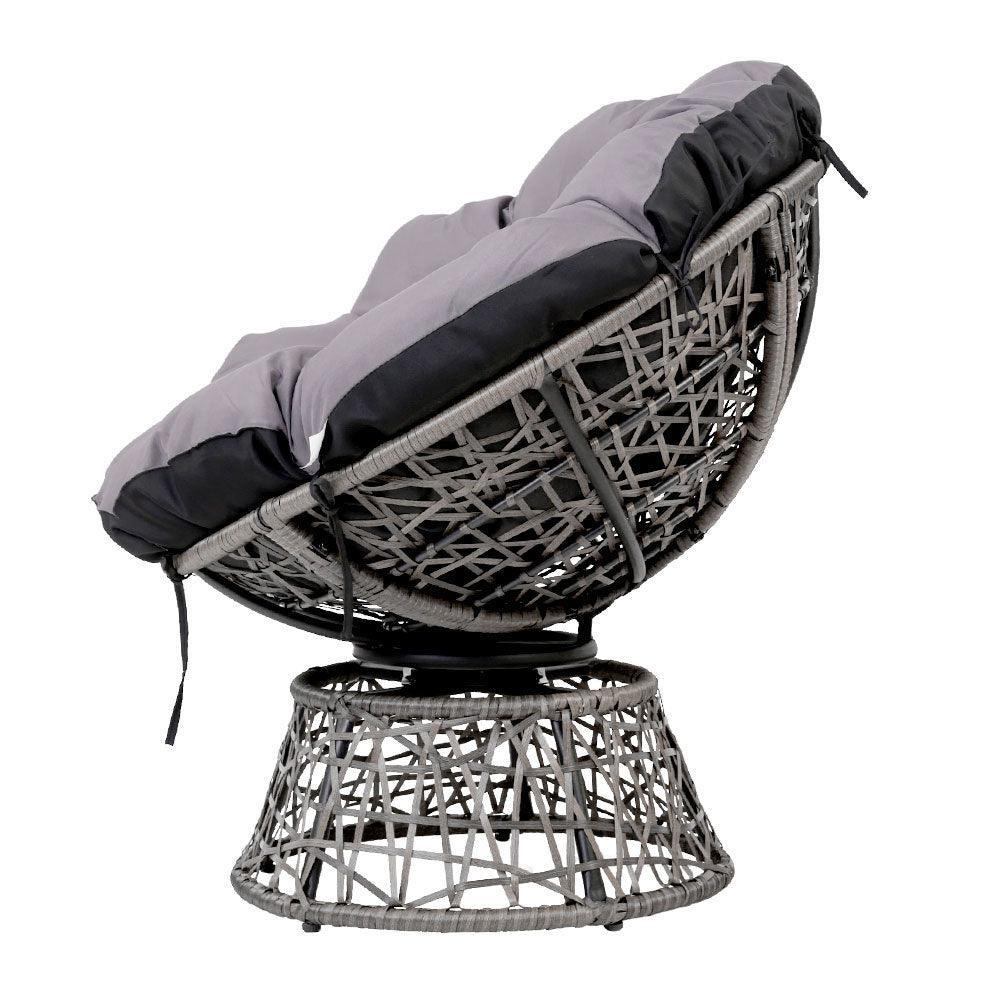 Gardeon Papasan Chair and Side Table Set- Grey - John Cootes