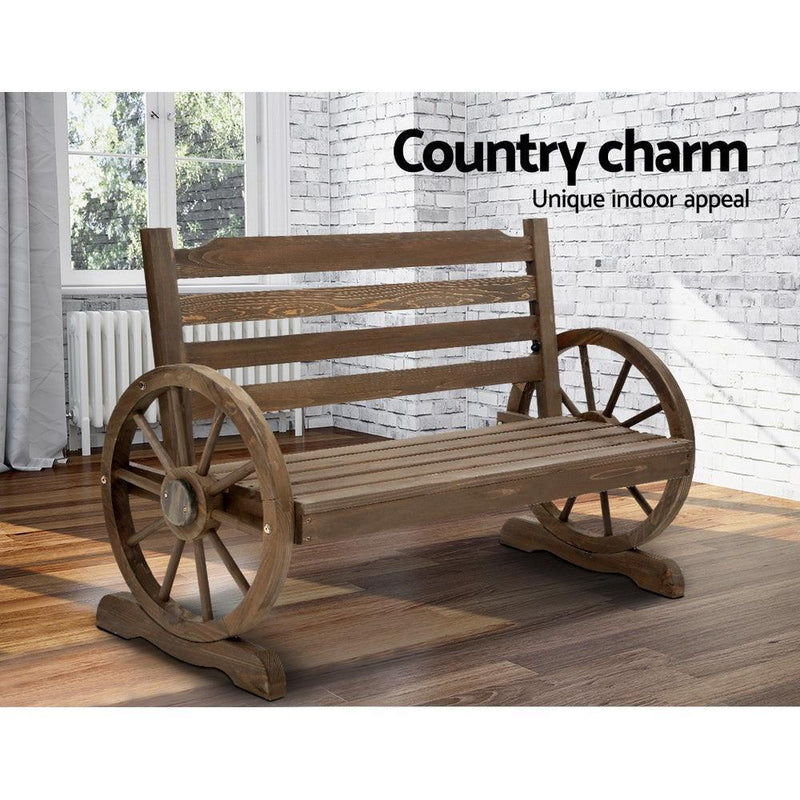 Gardeon Park Bench Wooden Wagon Chair Outdoor Garden Backyard Lounge Furniture - John Cootes