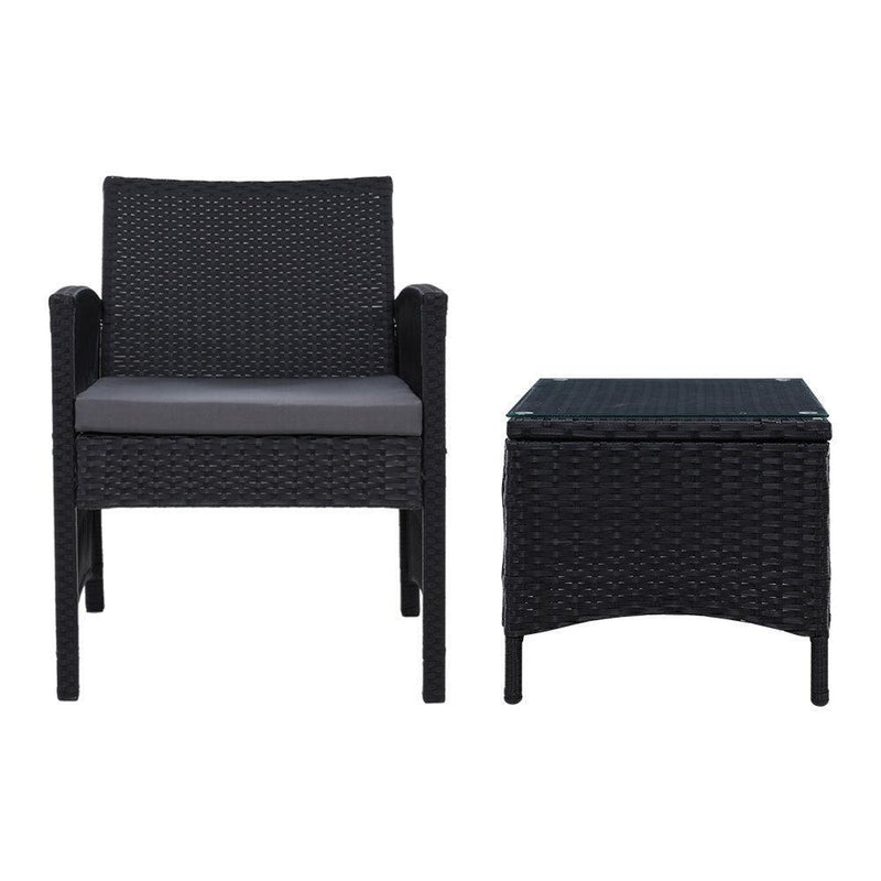 Gardeon Patio Furniture Outdoor Bistro Set Dining Chairs Setting 3 Piece Wicker - John Cootes