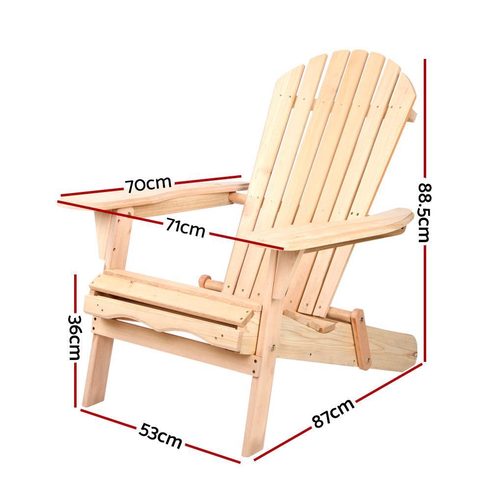 Gardeon Patio Furniture Outdoor Chairs Beach Chair Wooden Adirondack Garden Lounge 2PC - John Cootes