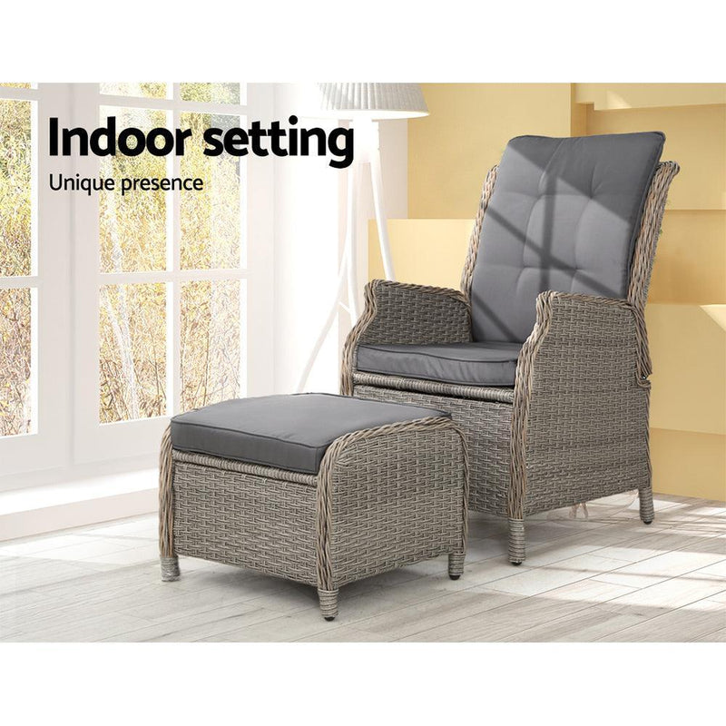 Gardeon Recliner Chair Sun lounge Outdoor Setting Patio Furniture Wicker Sofa - John Cootes