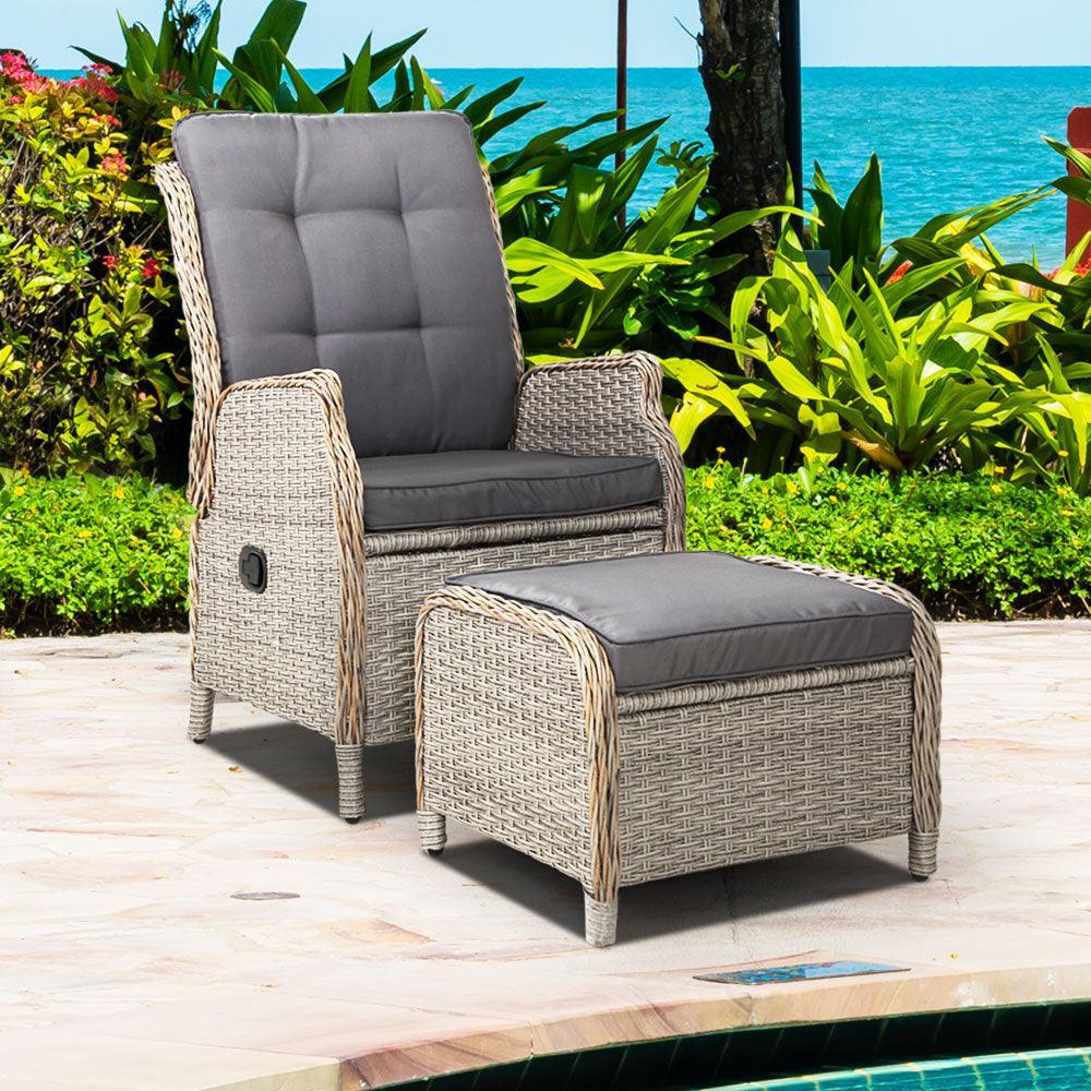 Gardeon Recliner Chair Sun lounge Outdoor Setting Patio Furniture Wicker Sofa - John Cootes