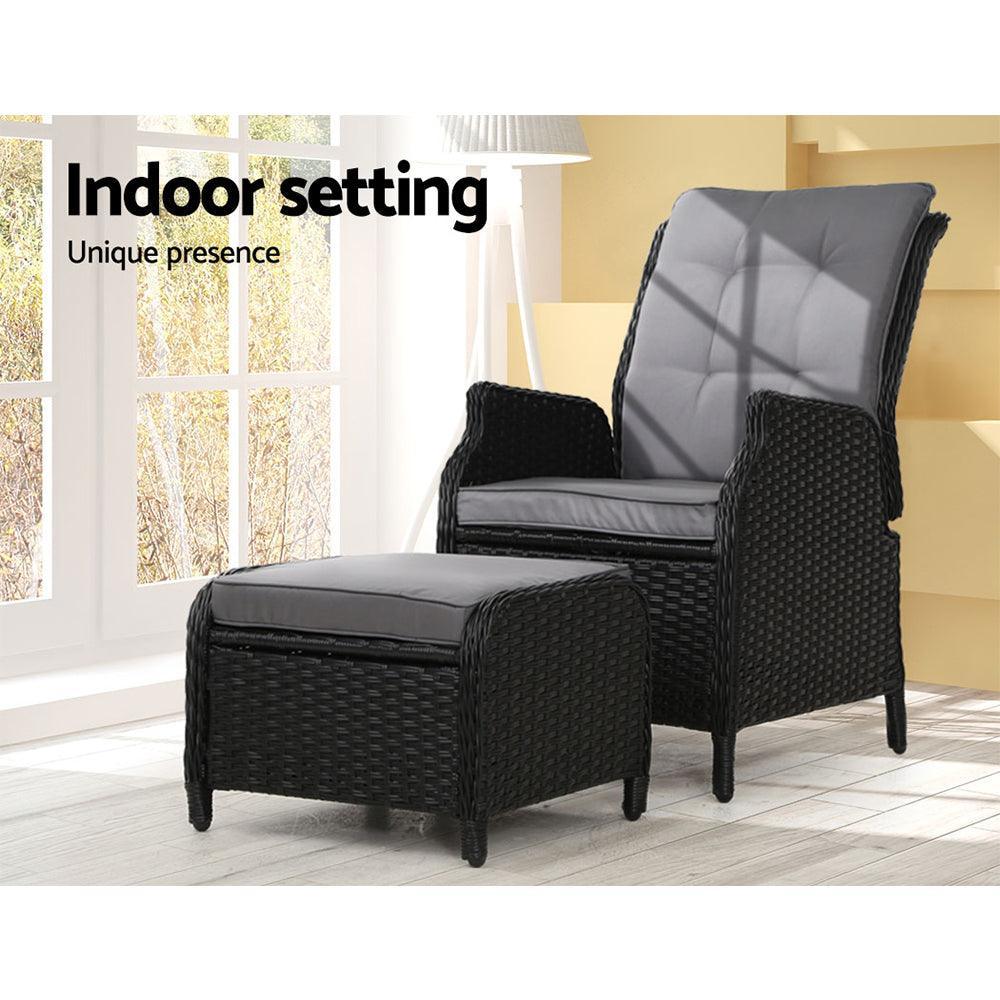 Gardeon Recliner Chair Sun lounge Setting Outdoor Furniture Patio Wicker Sofa - John Cootes