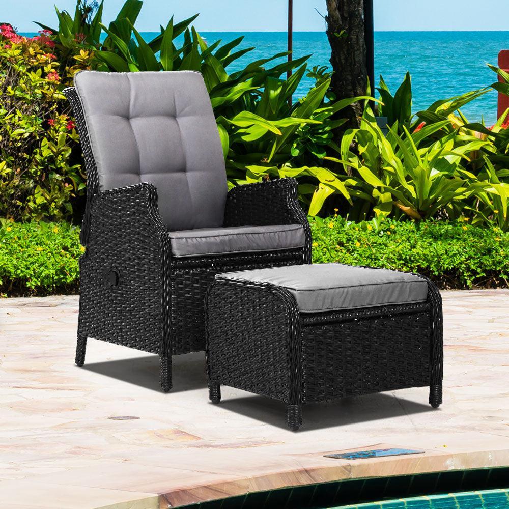 Gardeon Recliner Chair Sun lounge Setting Outdoor Furniture Patio Wicker Sofa - John Cootes