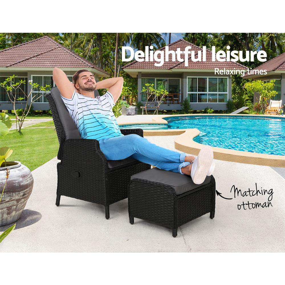 Gardeon Recliner Chair Sun lounge Setting Outdoor Furniture Patio Wicker Sofa - John Cootes