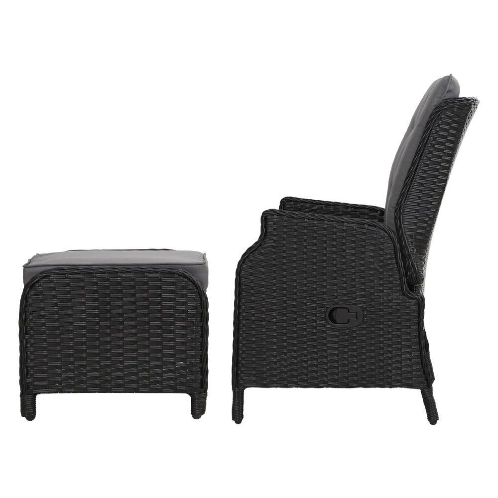 Gardeon Recliner Chairs Sun lounge Outdoor Setting Patio Furniture Wicker Sofa 2pcs - John Cootes