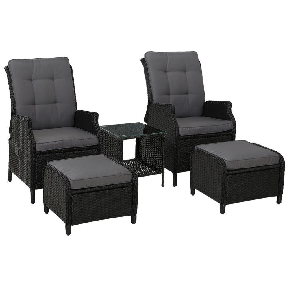 Gardeon Recliner Chairs Sun lounge Setting Outdoor Furniture Patio Garden Wicker - John Cootes