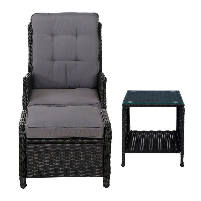 Gardeon Recliner Chairs Sun lounge Setting Outdoor Furniture Patio Garden Wicker - John Cootes