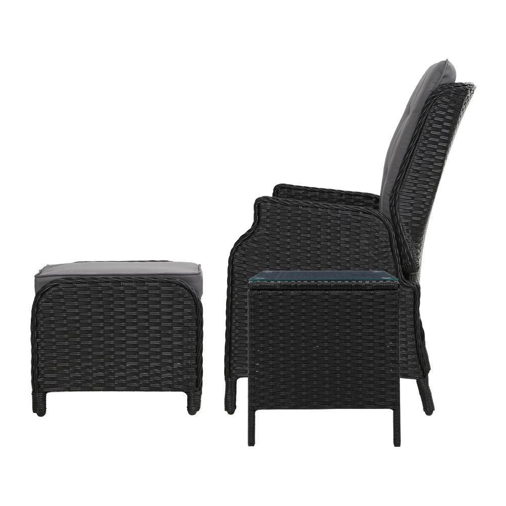 Gardeon Recliner Chairs Sun lounge Setting Outdoor Furniture Patio Garden Wicker - John Cootes