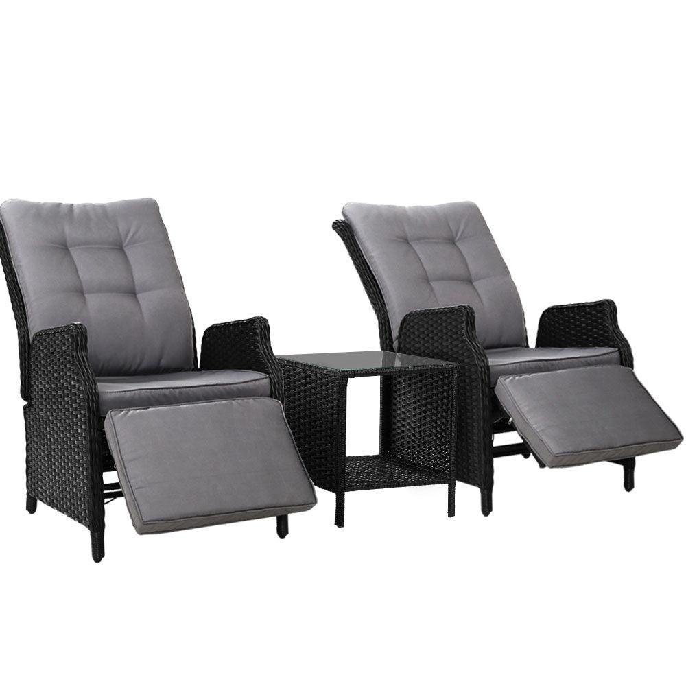 Gardeon Recliner Chairs Sun lounge Setting Outdoor Furniture Patio Wicker Sofa - John Cootes