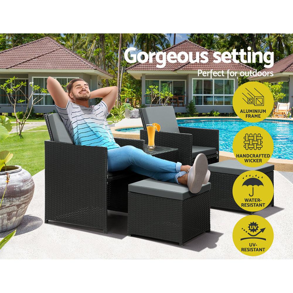 Gardeon Recliner Chairs Sun Lounge Wicker Lounger Outdoor Furniture Patio Sofa - John Cootes