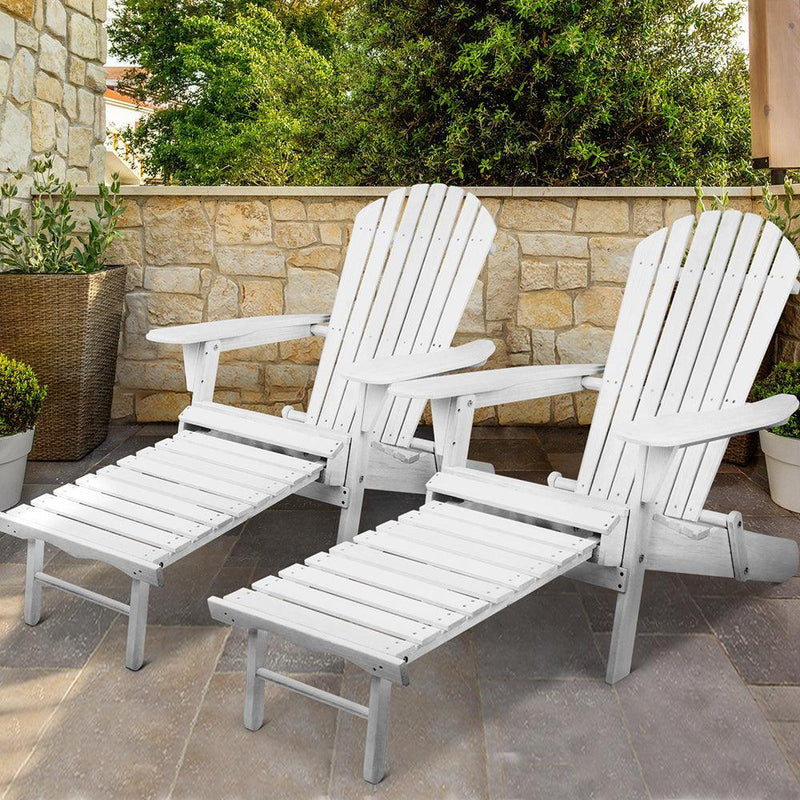Gardeon Set of 2 Outdoor Sun Lounge Chairs Patio Furniture Lounger Beach Chair Adirondack - John Cootes
