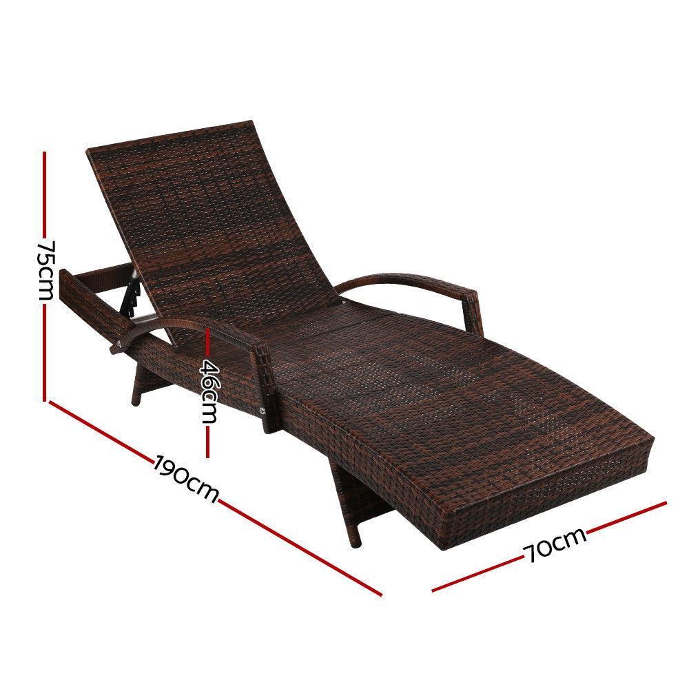 Gardeon Set of 2 Sun Lounge Outdoor Furniture Day Bed Rattan Wicker Lounger Patio - John Cootes