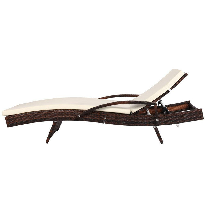 Gardeon Set of 2 Sun Lounge Outdoor Furniture Day Bed Rattan Wicker Lounger Patio - John Cootes
