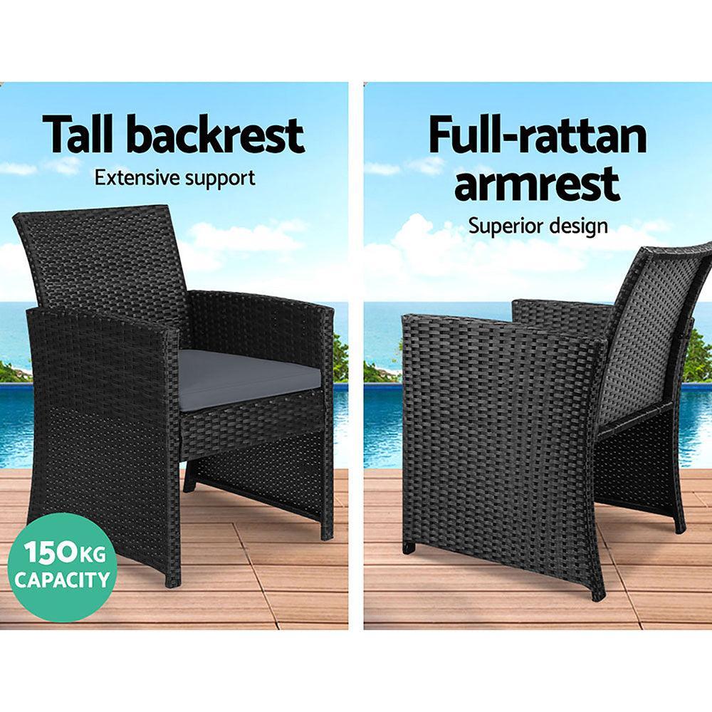 Gardeon Set of 4 Outdoor Lounge Setting Rattan Patio Wicker Dining Set Black - John Cootes