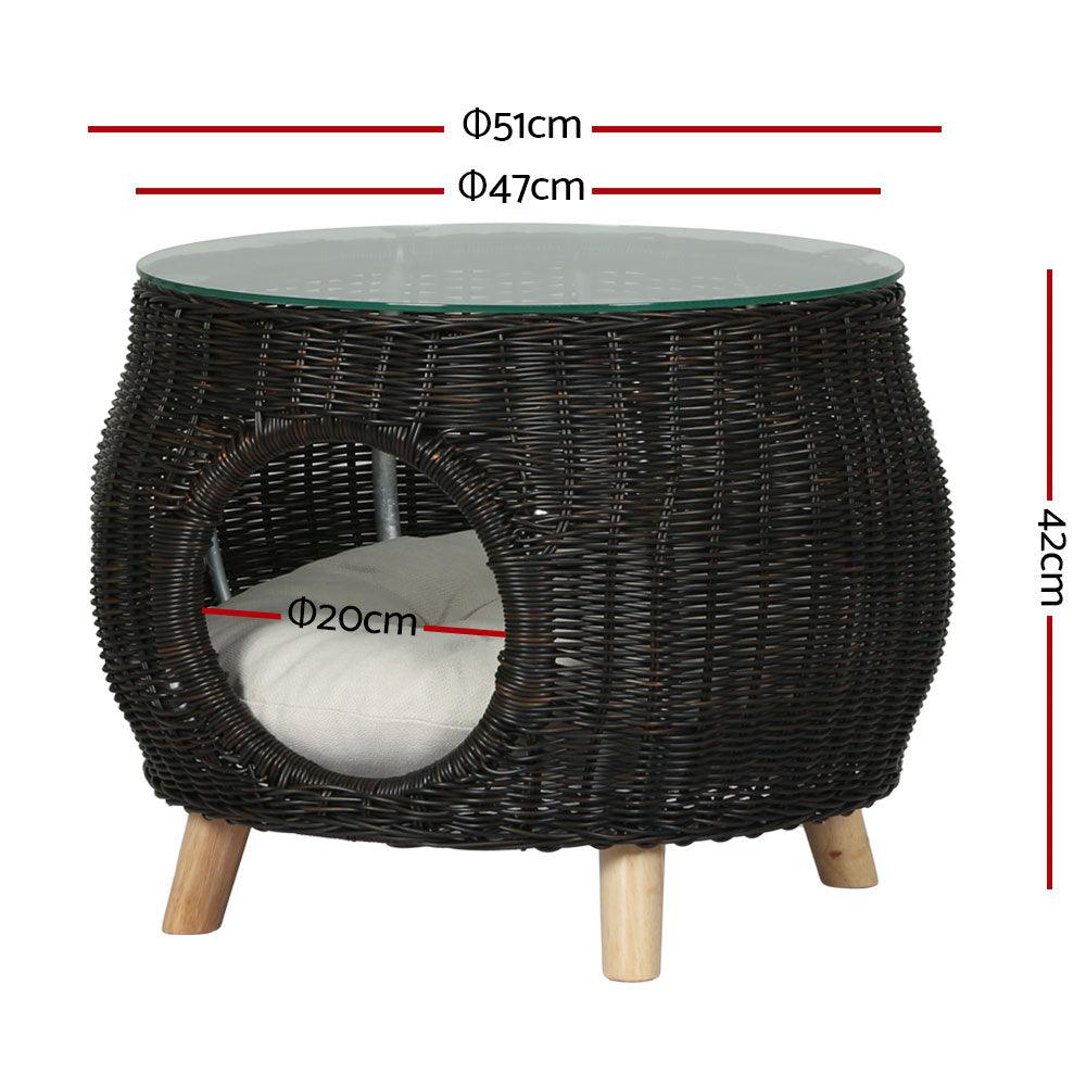 Gardeon Side Table Coffee Pet Bed Indoor Wicker Outdoor Furniture Patio Desk - John Cootes