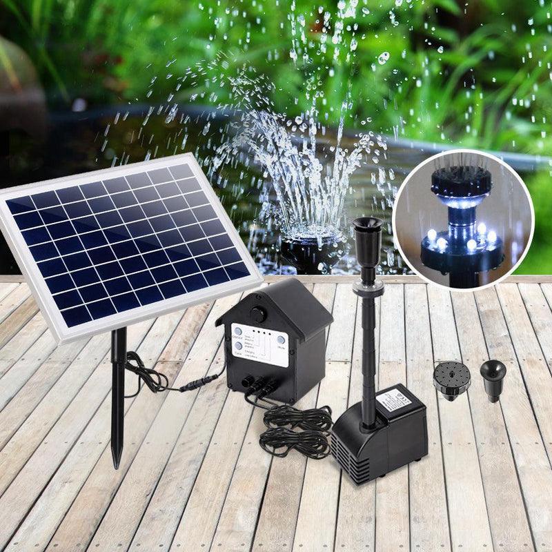 Gardeon Solar Pond Pump Battery Powered Outdoor LED Light Submersible Filter - John Cootes