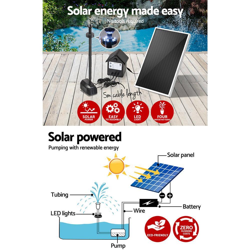 Gardeon Solar Pond Pump Pool Fountain Battery Garden Outdoor Submersible Kit 4FT - John Cootes