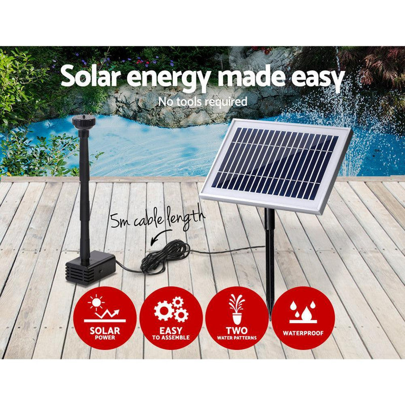 Gardeon Solar Pond Pump Powered Water Outdoor Submersible Fountains Filter 4.6FT - John Cootes