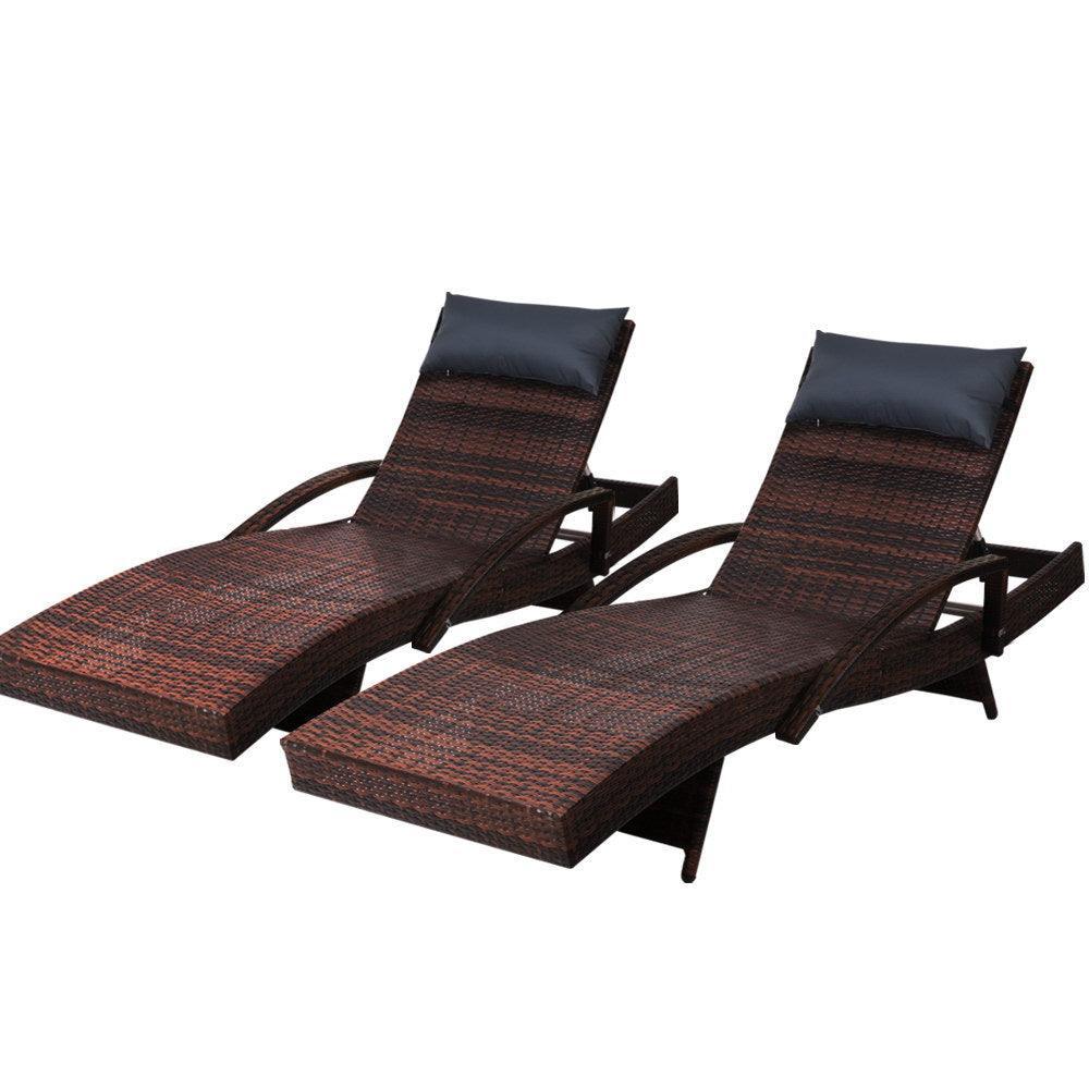 Gardeon Sun Lounge Outdoor Furniture Wicker Lounger Rattan Day Bed Garden Patio Brown - John Cootes