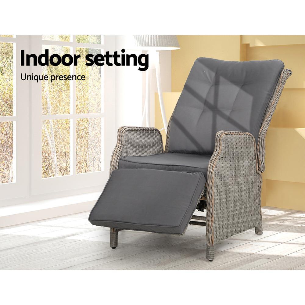 Gardeon Sun lounge Setting Recliner Chair Outdoor Furniture Patio Wicker Sofa - John Cootes