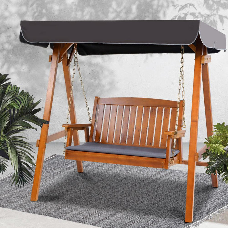 Gardeon Swing Chair Wooden Garden Bench Canopy 2 Seater Outdoor Furniture - John Cootes