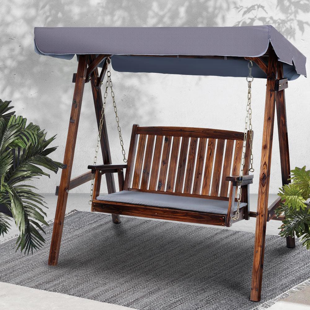 Gardeon Swing Chair Wooden Garden Bench Canopy 2 Seater Outdoor Furniture - John Cootes