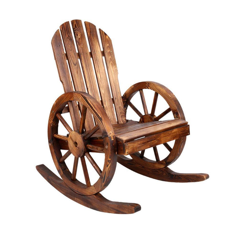 Gardeon Wagon Wheels Rocking Chair - Brown - John Cootes