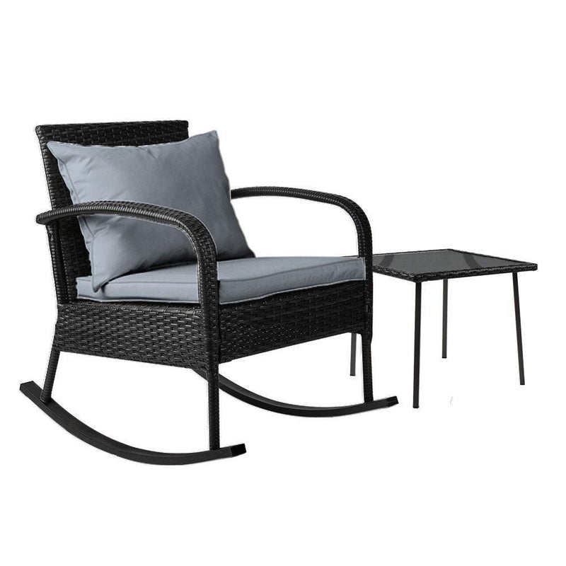 Gardeon Wicker Rocking Chairs Table Set Outdoor Setting Recliner Patio Furniture - John Cootes
