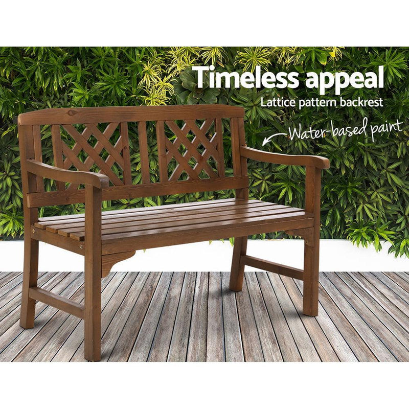 Gardeon Wooden Garden Bench 2 Seat Patio Furniture Timber Outdoor Lounge Chair Natural - John Cootes