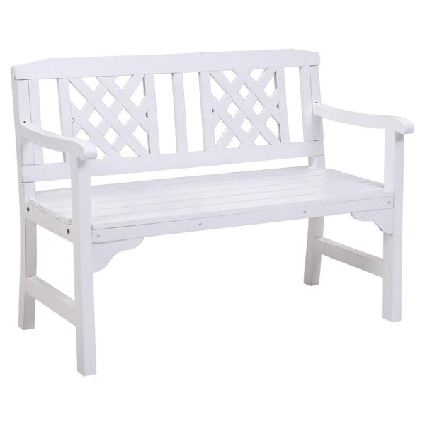 Gardeon Wooden Garden Bench 2 Seat Patio Furniture Timber Outdoor Lounge Chair White - John Cootes