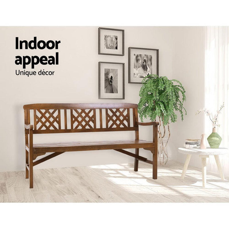 Gardeon Wooden Garden Bench 3 Seat Patio Furniture Timber Outdoor Lounge Chair Natural - John Cootes