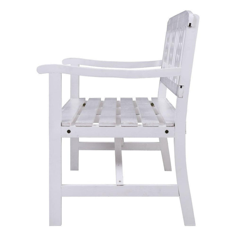 Gardeon Wooden Garden Bench 3 Seat Patio Furniture Timber Outdoor Lounge Chair White - John Cootes