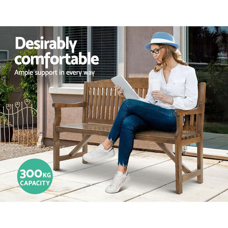Gardeon Wooden Garden Bench Chair Natural Outdoor Furniture Decor Patio Deck 3 Seater - John Cootes