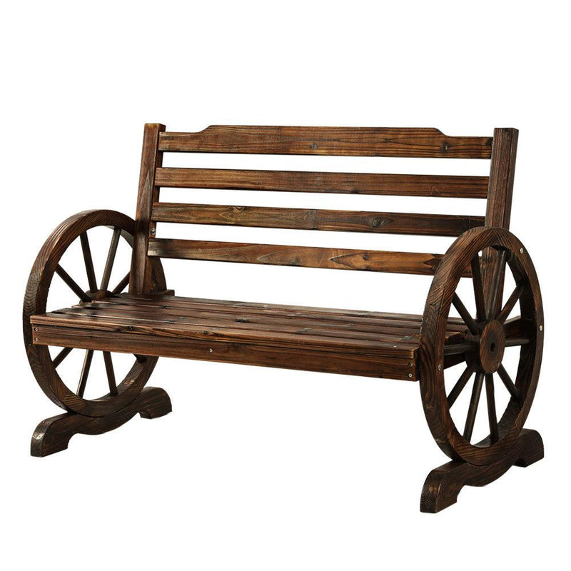 Gardeon Wooden Wagon Wheel Bench - Brown - John Cootes