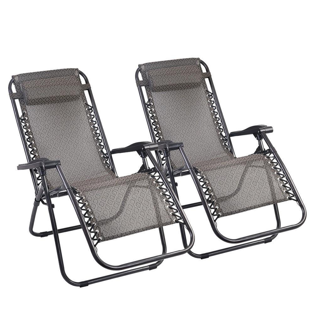 Gardeon Zero Gravity Chair 2PC Reclining Outdoor Sun Lounge Folding Camping - John Cootes