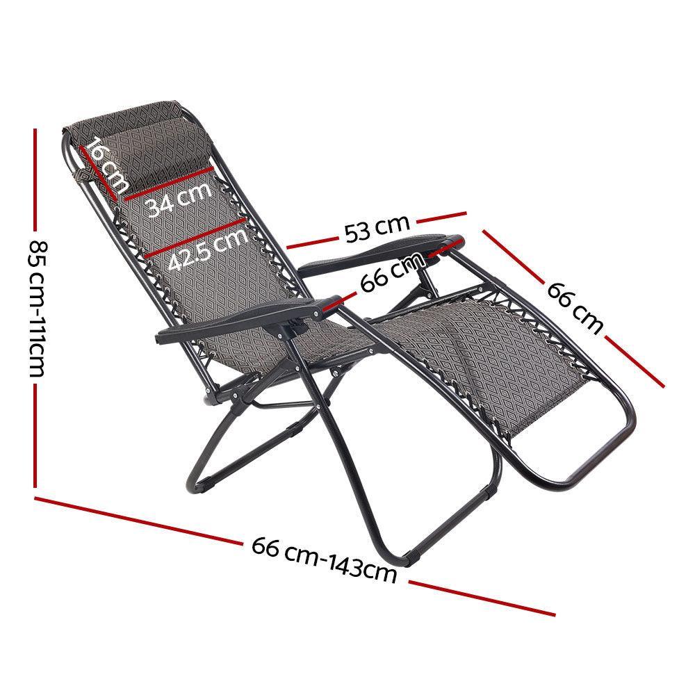 Gardeon Zero Gravity Chair 2PC Reclining Outdoor Sun Lounge Folding Camping - John Cootes