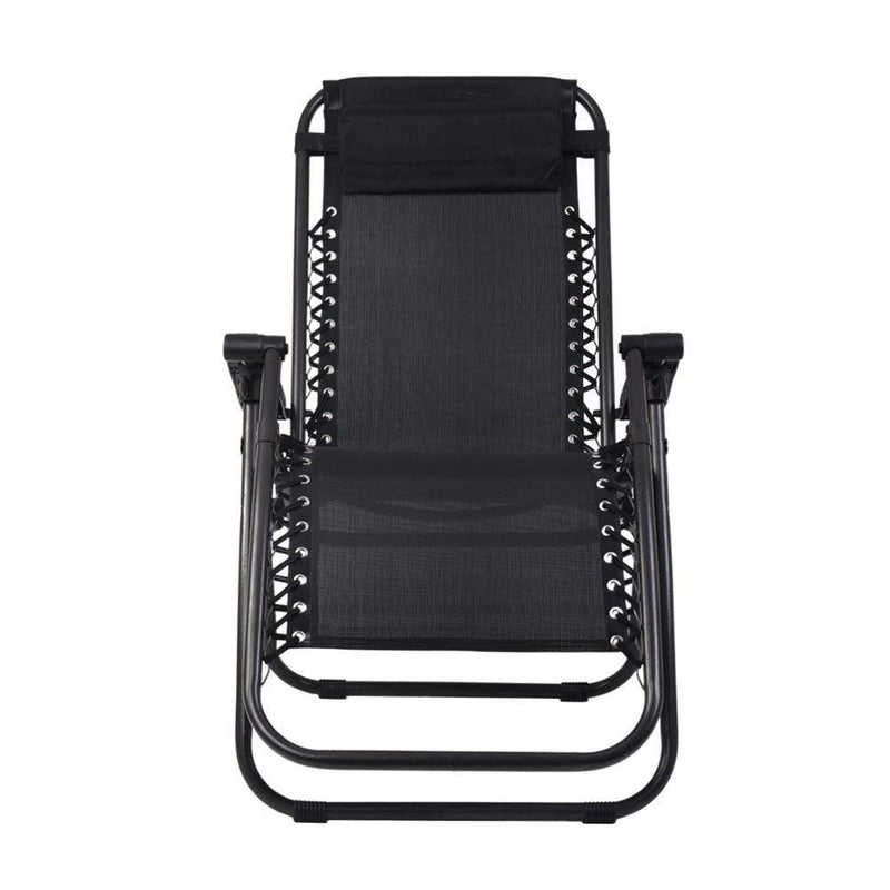 Gardeon Zero Gravity Chairs 2PC Reclining Outdoor Furniture Sun Lounge Folding Camping Lounger Black - John Cootes