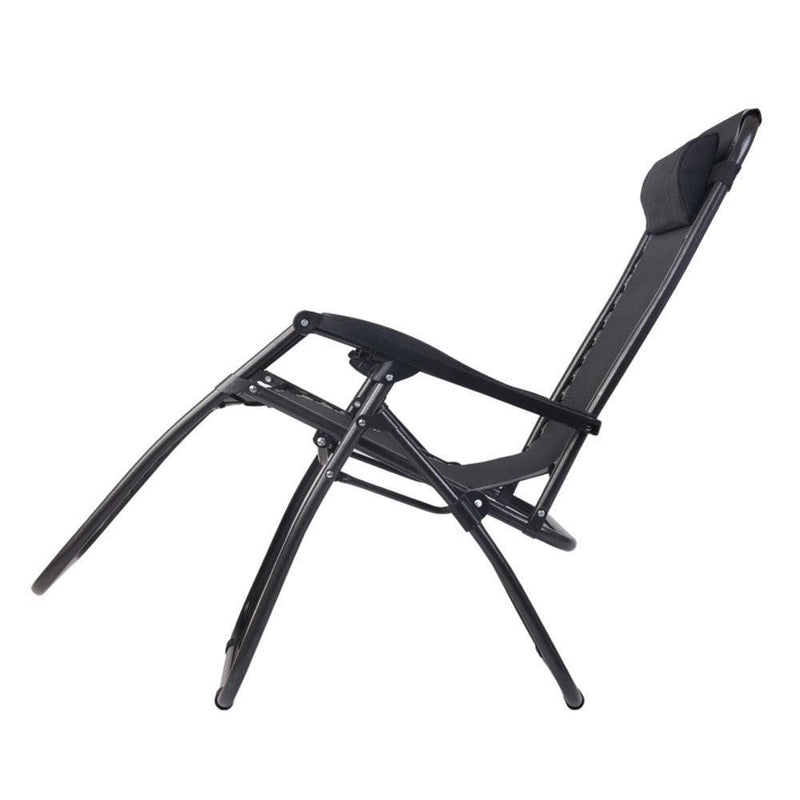 Gardeon Zero Gravity Chairs 2PC Reclining Outdoor Furniture Sun Lounge Folding Camping Lounger Black - John Cootes