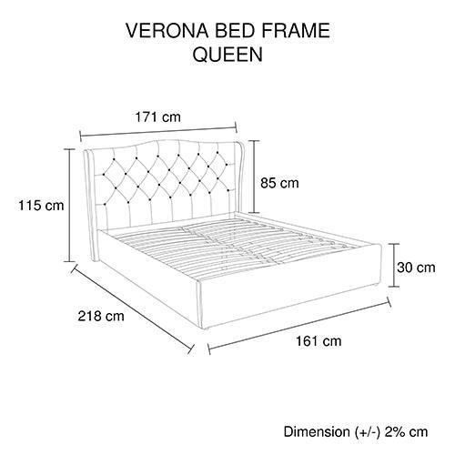 Gas Lift Queen Size Storage Bed Frame Upholstery Fabric in Grey Colour with Tufted Headboard and Wings - John Cootes