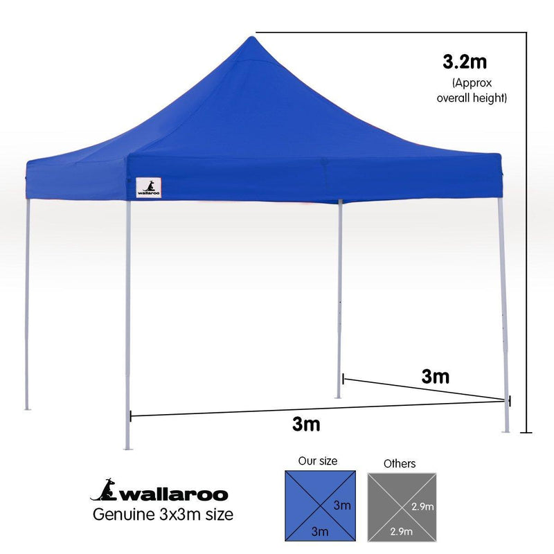 Gazebo Tent Marquee 3x3 PopUp Outdoor Wallaroo - Blue - John Cootes