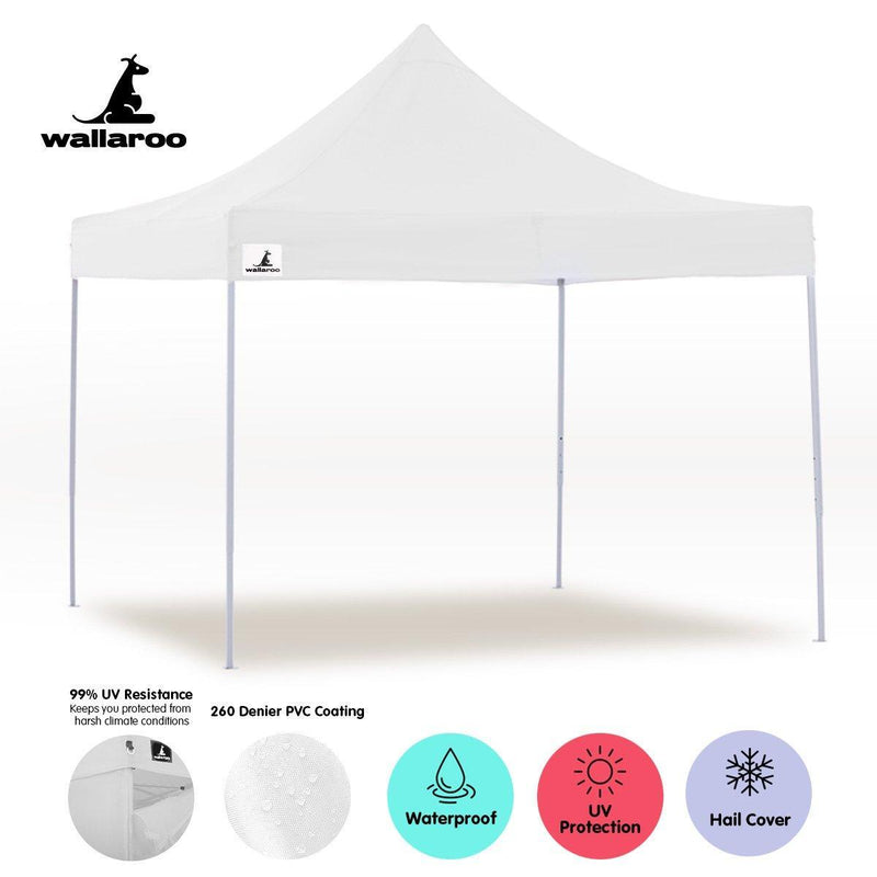 Gazebo Tent Marquee 3x3 PopUp Outdoor Wallaroo White - John Cootes