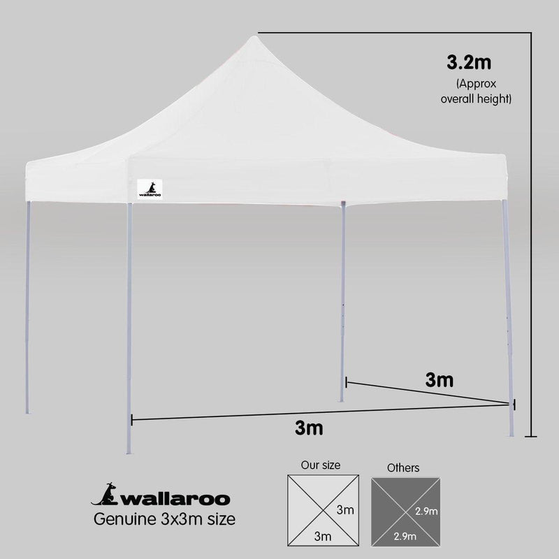 Gazebo Tent Marquee 3x3 PopUp Outdoor Wallaroo White - John Cootes