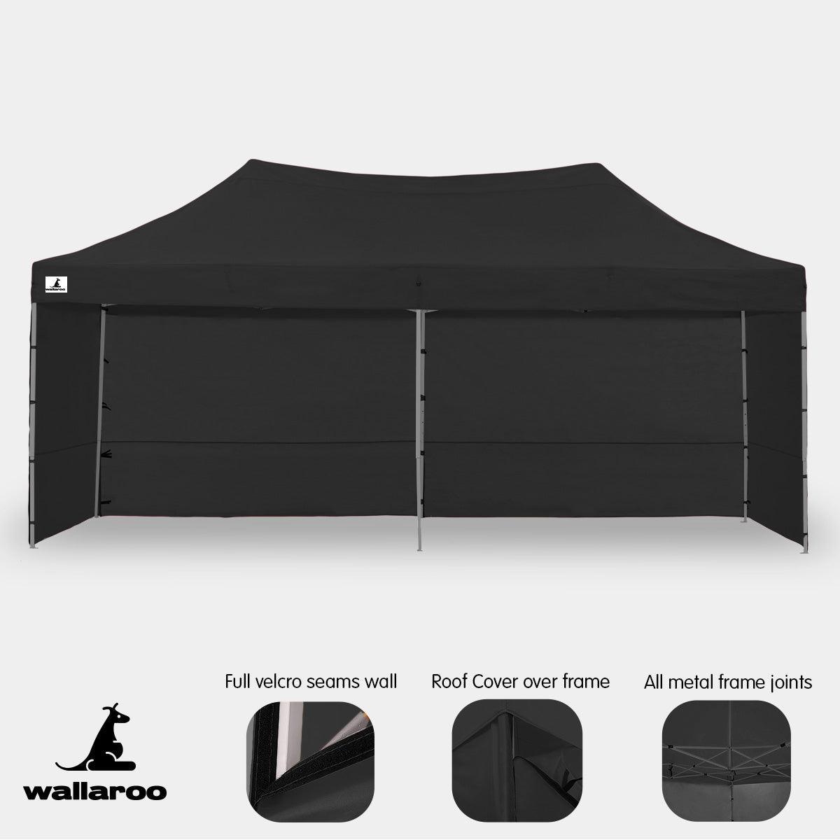 Gazebo Tent Marquee 3x6m PopUp Outdoor Wallaroo Black - John Cootes