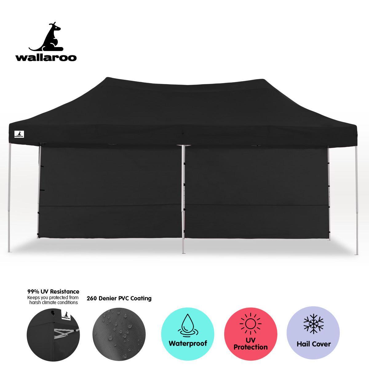 Gazebo Tent Marquee 3x6m PopUp Outdoor Wallaroo Black - John Cootes