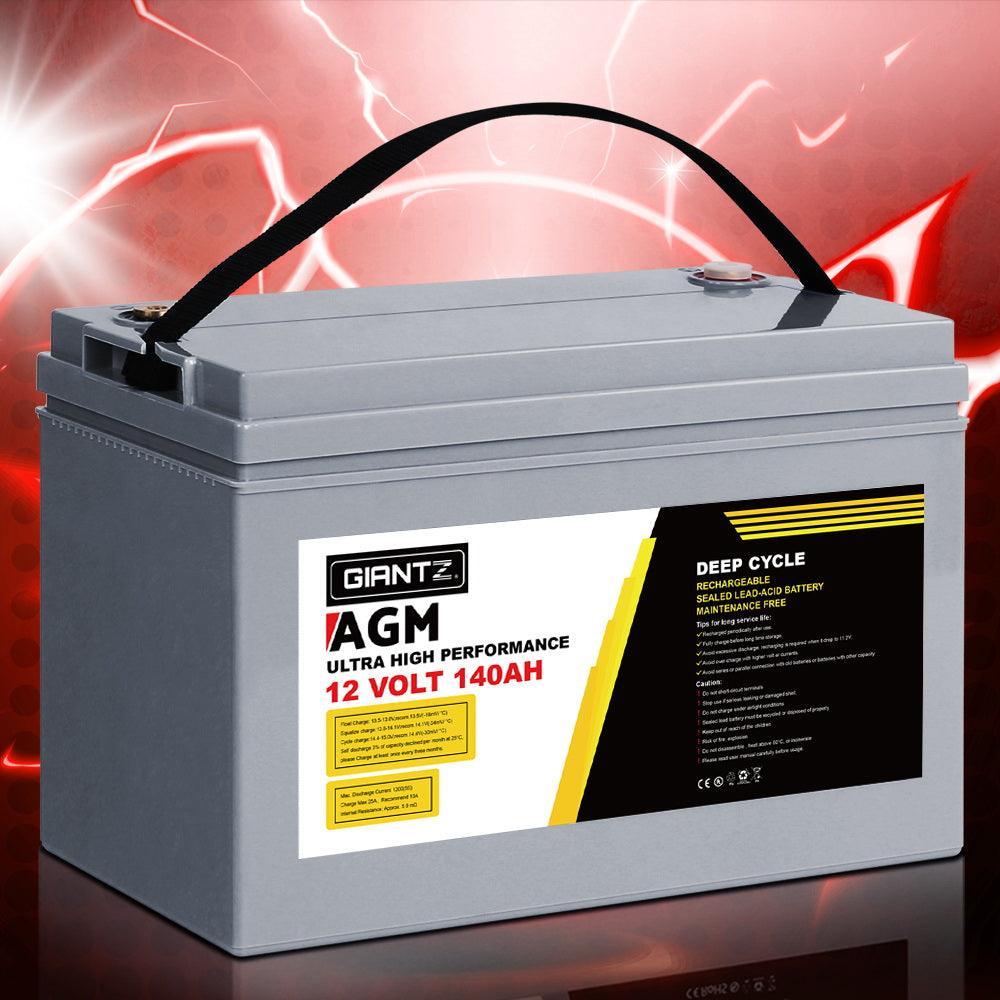 Giantz 140Ah Deep Cycle Battery 12V AGM Marine Sealed Power Portable Box Solar Caravan Camping - John Cootes