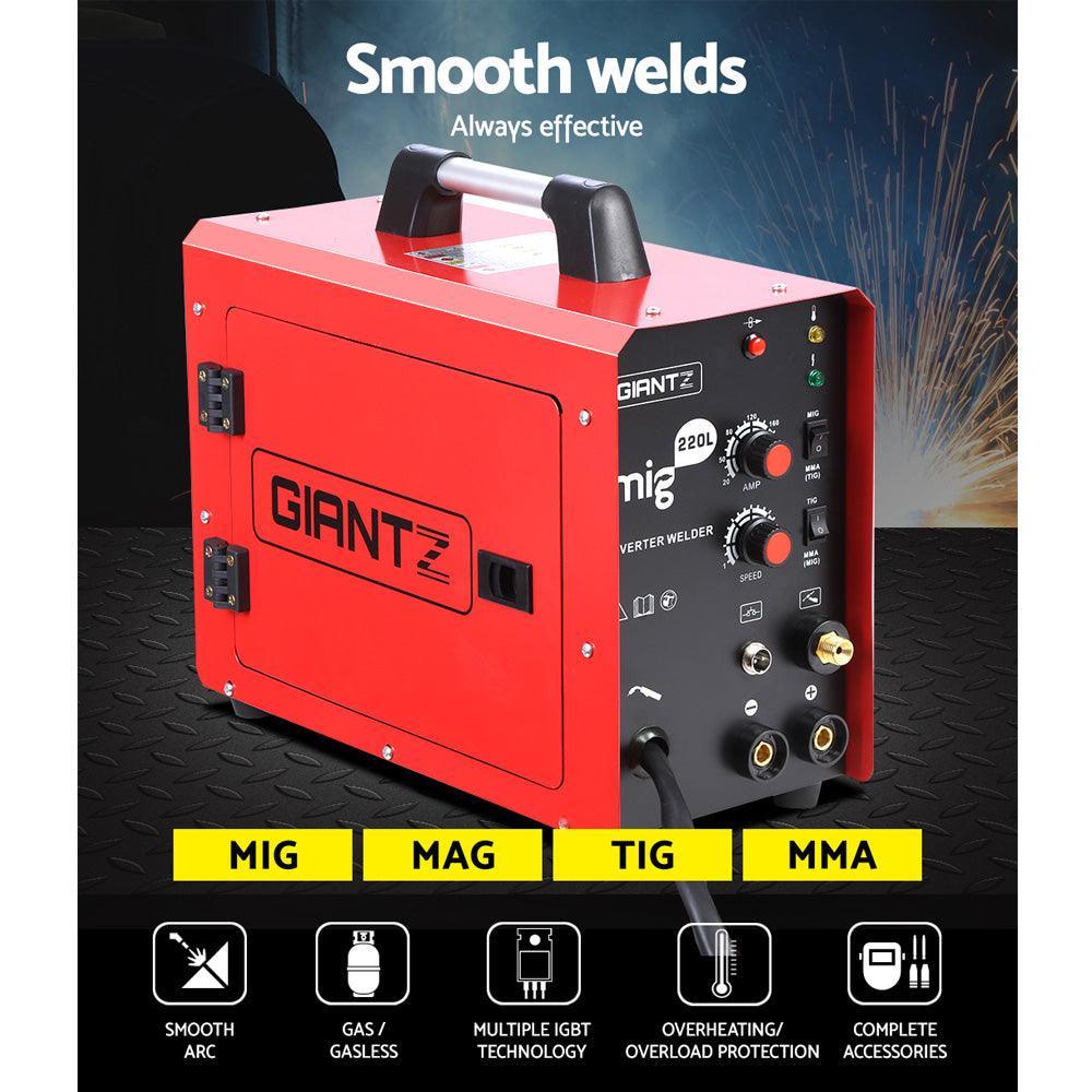 Giantz 220 Amp Inverter Welder MMA MIG DC Gas Gasless Welding Machine Portable - John Cootes