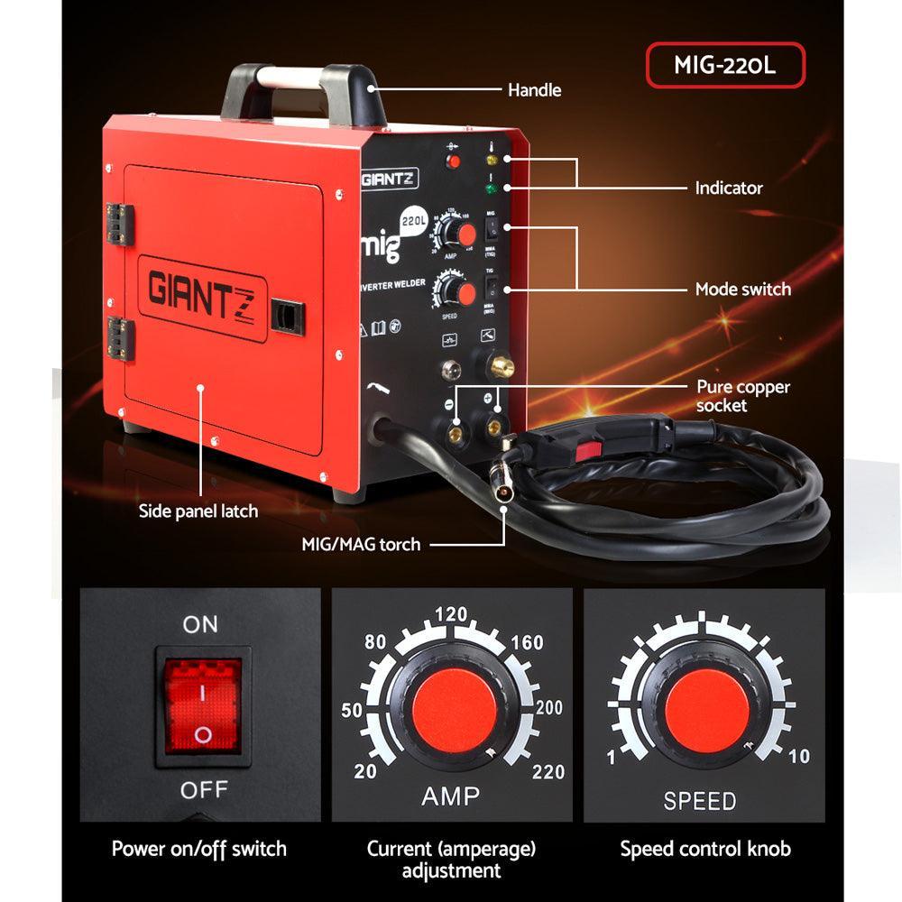 Giantz 220 Amp Inverter Welder MMA MIG DC Gas Gasless Welding Machine Portable - John Cootes