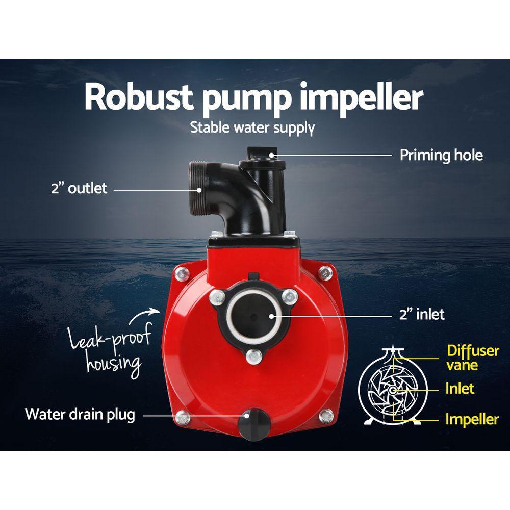 Giantz 2inch High Flow Water Pump - Black & Red - John Cootes